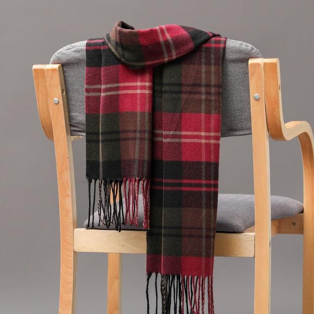 Fashion Winter Casual Classic Soft Plaid Popular Couple Lightweight Tartan Muffler Warm Scarf Cashmere Scarves Shawls Wraps Lightweight Women Warm Lattice Scarves Cashmere Hijab For Women Stevvex