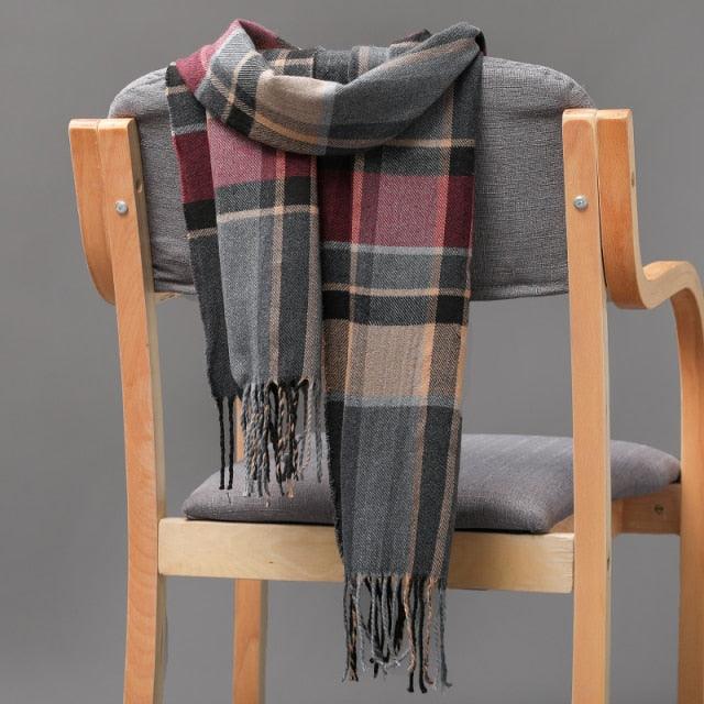 Fashion Winter Casual Classic Soft Plaid Popular Couple Lightweight Tartan Muffler Warm Scarf Cashmere Scarves Shawls Wraps Lightweight Women Warm Lattice Scarves Cashmere Hijab For Women Stevvex