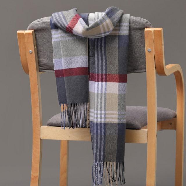 Fashion Winter Casual Classic Soft Plaid Popular Couple Lightweight Tartan Muffler Warm Scarf Cashmere Scarves Shawls Wraps Lightweight Women Warm Lattice Scarves Cashmere Hijab For Women Stevvex