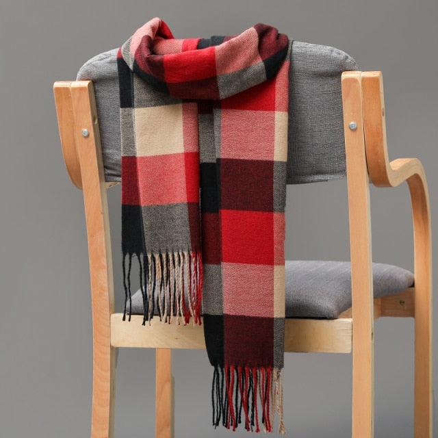 Fashion Winter Casual Classic Soft Plaid Popular Couple Lightweight Tartan Muffler Warm Scarf Cashmere Scarves Shawls Wraps Lightweight Women Warm Lattice Scarves Cashmere Hijab For Women Stevvex