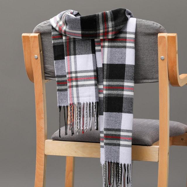 Fashion Winter Casual Classic Soft Plaid Popular Couple Lightweight Tartan Muffler Warm Scarf Cashmere Scarves Shawls Wraps Lightweight Women Warm Lattice Scarves Cashmere Hijab For Women Stevvex