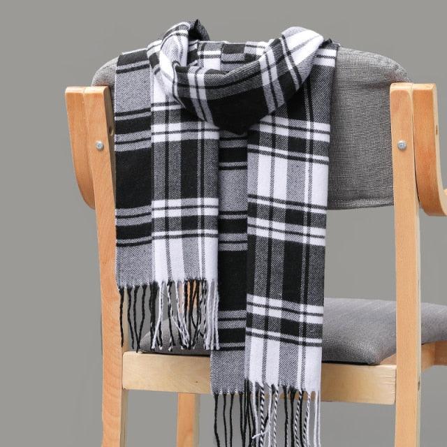 Fashion Winter Casual Classic Soft Plaid Popular Couple Lightweight Tartan Muffler Warm Scarf Cashmere Scarves Shawls Wraps Lightweight Women Warm Lattice Scarves Cashmere Hijab For Women Stevvex