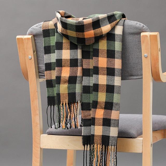 Fashion Winter Casual Classic Soft Plaid Popular Couple Lightweight Tartan Muffler Warm Scarf Cashmere Scarves Shawls Wraps Lightweight Women Warm Lattice Scarves Cashmere Hijab For Women Stevvex