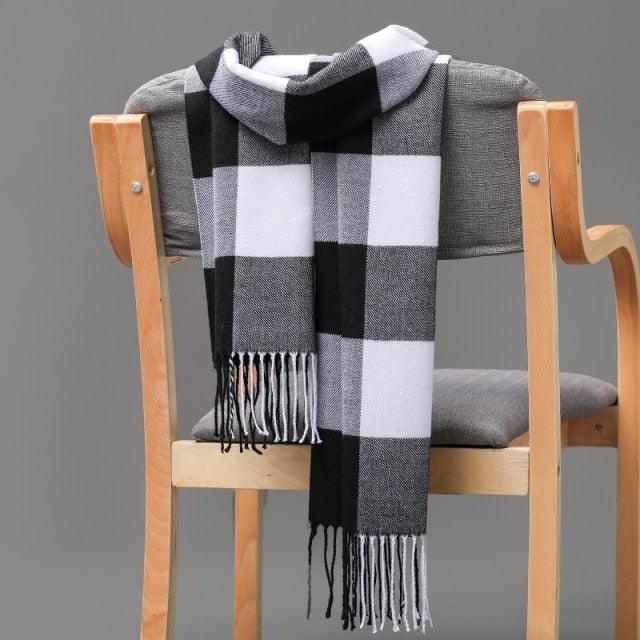 Fashion Winter Casual Classic Soft Plaid Popular Couple Lightweight Tartan Muffler Warm Scarf Cashmere Scarves Shawls Wraps Lightweight Women Warm Lattice Scarves Cashmere Hijab For Women Stevvex