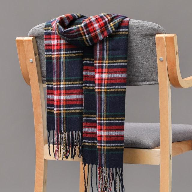 Fashion Winter Casual Classic Soft Plaid Popular Couple Lightweight Tartan Muffler Warm Scarf Cashmere Scarves Shawls Wraps Lightweight Women Warm Lattice Scarves Cashmere Hijab For Women Stevvex