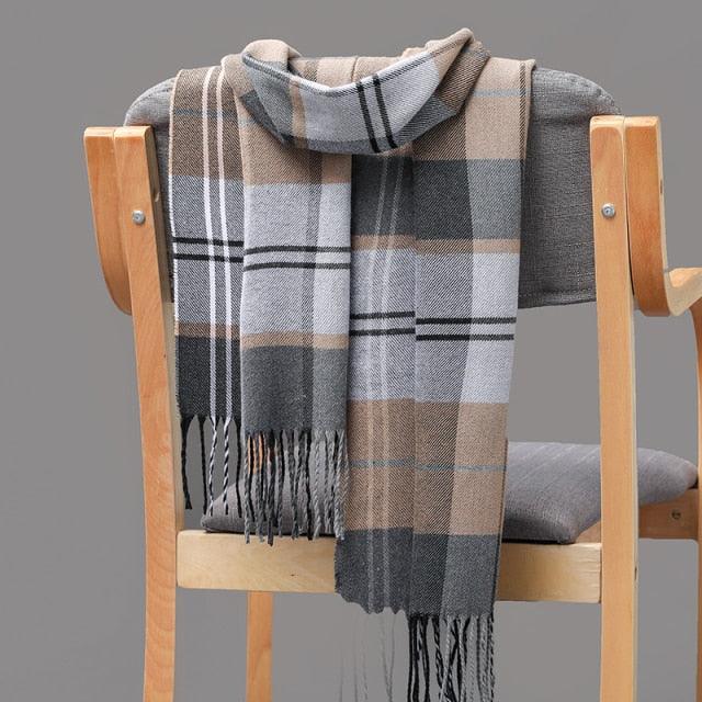 Fashion Winter Casual Classic Soft Plaid Popular Couple Lightweight Tartan Muffler Warm Scarf Cashmere Scarves Shawls Wraps Lightweight Women Warm Lattice Scarves Cashmere Hijab For Women Stevvex