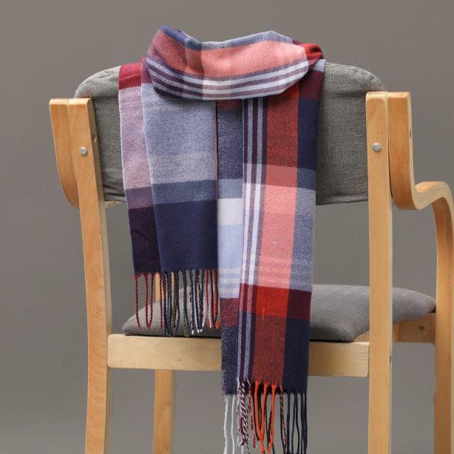 Fashion Winter Casual Classic Soft Plaid Popular Couple Lightweight Tartan Muffler Warm Scarf Cashmere Scarves Shawls Wraps Lightweight Women Warm Lattice Scarves Cashmere Hijab For Women Stevvex
