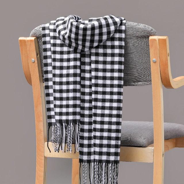 Fashion Winter Casual Classic Soft Plaid Popular Couple Lightweight Tartan Muffler Warm Scarf Cashmere Scarves Shawls Wraps Lightweight Women Warm Lattice Scarves Cashmere Hijab For Women Stevvex