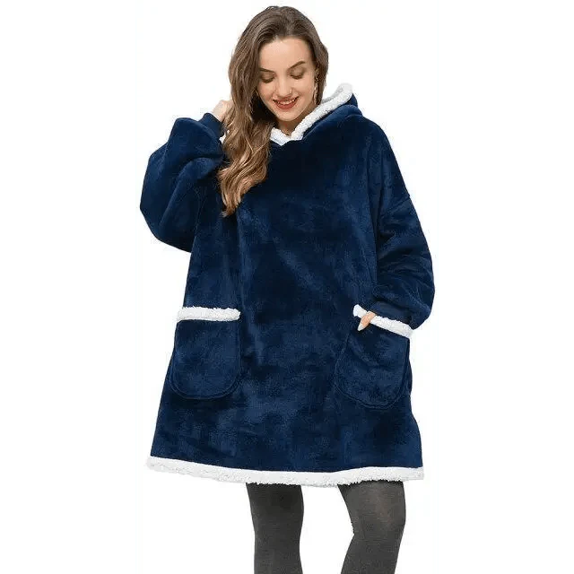 Fashion Winter Oversized Hoodie Women Sweatshirt Hooded Bathrobe Coats Blanket With Sleeves Fleece Christmas TV Blanket Warm Blank Flannel Hoodie Cozy Plush Blanket Hooded Blanket Design Hoodie For Men Women Stevvex