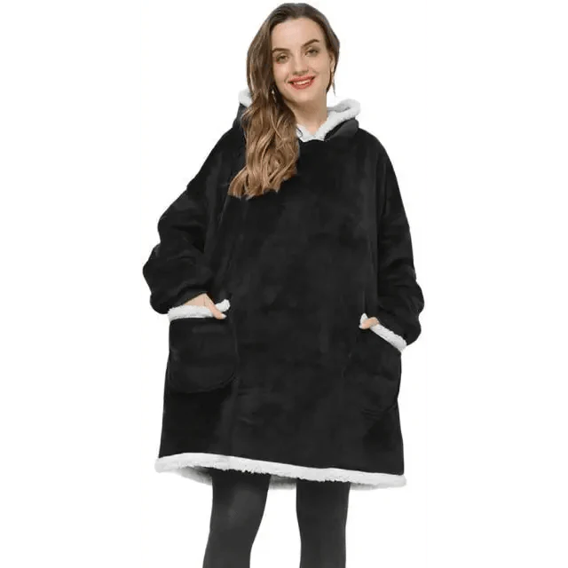 Fashion Winter Oversized Hoodie Women Sweatshirt Hooded Bathrobe Coats Blanket With Sleeves Fleece Christmas TV Blanket Warm Blank Flannel Hoodie Cozy Plush Blanket Hooded Blanket Design Hoodie For Men Women Stevvex