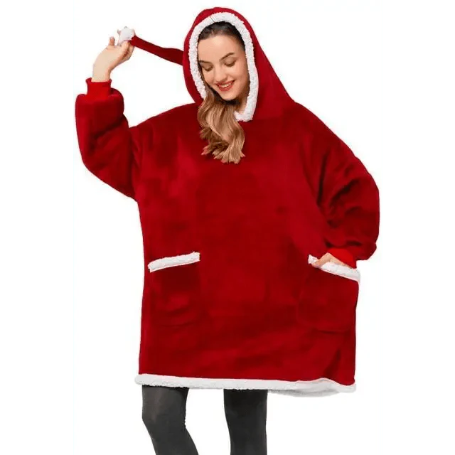 Fashion Winter Oversized Hoodie Women Sweatshirt Hooded Bathrobe Coats Blanket With Sleeves Fleece Christmas TV Blanket Warm Blank Flannel Hoodie Cozy Plush Blanket Hooded Blanket Design Hoodie For Men Women Stevvex