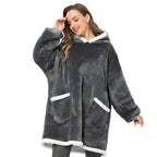 Fashion Winter Oversized Hoodie Women Sweatshirt Hooded Bathrobe Coats Blanket With Sleeves Fleece Christmas TV Blanket Warm Blank Flannel Hoodie Cozy Plush Blanket Hooded Blanket Design Hoodie For Men Women Stevvex