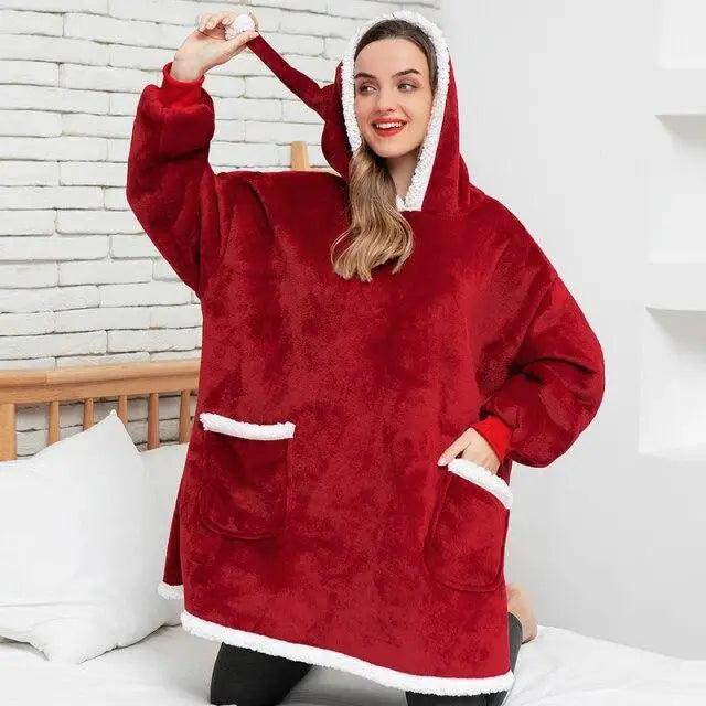 Fashion Winter Oversized Hoodies Sweatshirt Women Men Pullover Giant TV Blanket Hoodie Super Long Blanket With Sleeves  Super Long Flannel Blanket with Sleeves Winter Hoodie for Women Men Giant Fleece Pullover Oversized Hoodie Stevvex