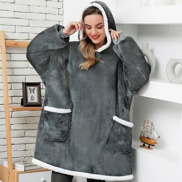 Fashion Winter Oversized Hoodies Sweatshirt Women Men Pullover Giant TV Blanket Hoodie Super Long Blanket With Sleeves  Super Long Flannel Blanket with Sleeves Winter Hoodie for Women Men Giant Fleece Pullover Oversized Hoodie Stevvex
