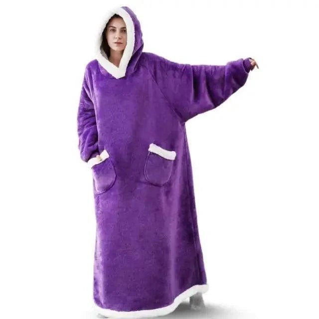 Fashion Winter Oversized Hoodies Sweatshirt Women Men Pullover Giant TV Blanket Hoodie Super Long Blanket With Sleeves  Super Long Flannel Blanket with Sleeves Winter Hoodie for Women Men Giant Fleece Pullover Oversized Hoodie Stevvex