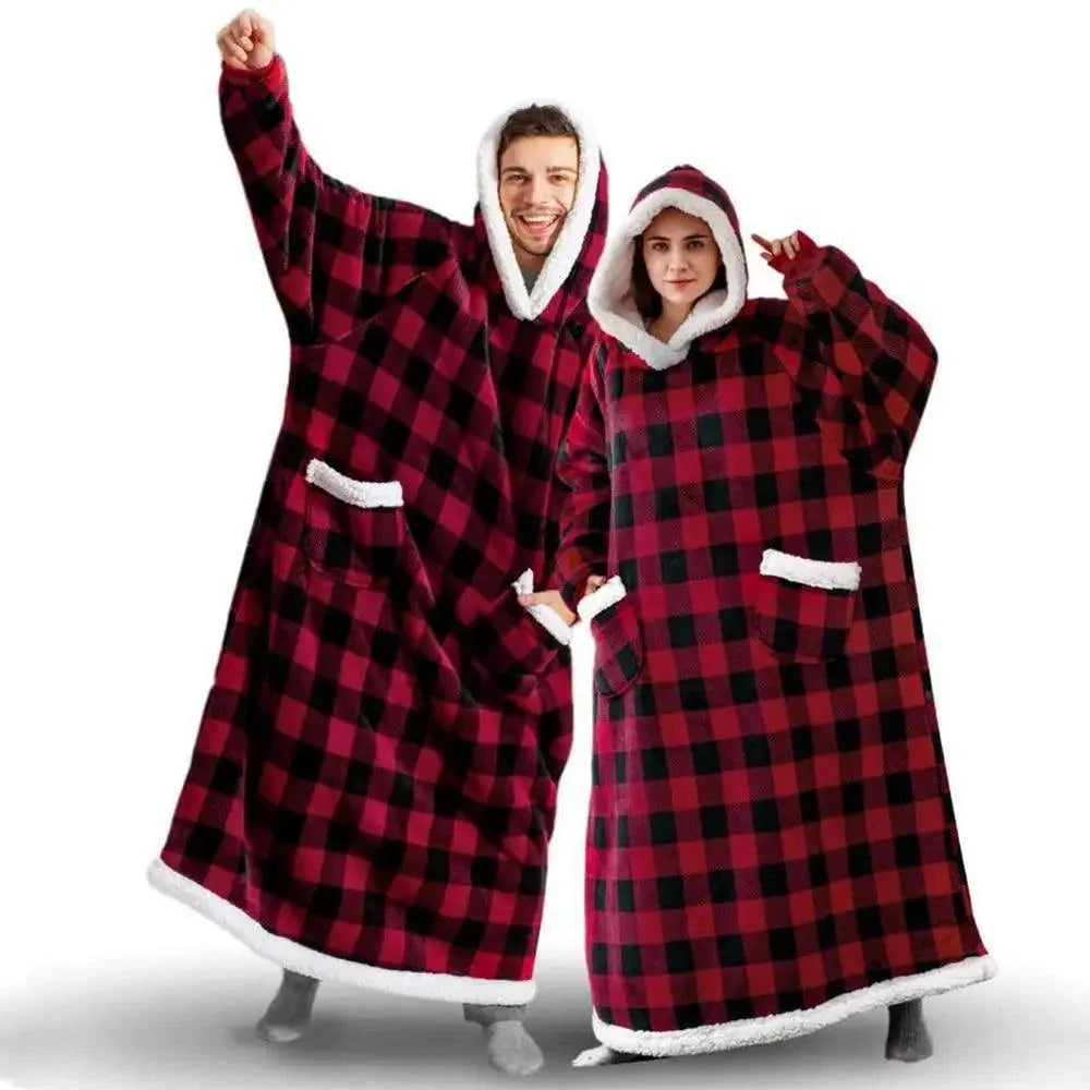 Fashion Winter Oversized Hoodies Sweatshirt Women Men Pullover Giant TV Blanket Hoodie Super Long Blanket With Sleeves  Super Long Flannel Blanket with Sleeves Winter Hoodie for Women Men Giant Fleece Pullover Oversized Hoodie Stevvex