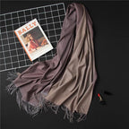 Fashion Winter Solid Soft Scarf Cashmere Lightweight Scarves Shawls Cashmere Escharpe Scarfs Lightweight Shawls Hijabs Shawls Escharpe Elegant Wrap Blanket Bandana Tassel For Lady