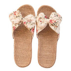 Fashion Woman Beach Floral Pattern Butterfly Knot Slippers Unique Flat Flip Flops Design For Women Outdoor Home Slippers Stevvex