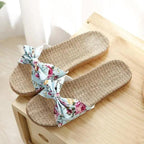 Fashion Woman Beach Floral Pattern Butterfly Knot Slippers Unique Flat Flip Flops Design For Women Outdoor Home Slippers Stevvex