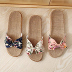 Fashion Woman Beach Floral Pattern Butterfly Knot Slippers Unique Flat Flip Flops Design For Women Outdoor Home Slippers Stevvex