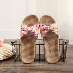 Fashion Woman Beach Floral Pattern Butterfly Knot Slippers Unique Flat Flip Flops Design For Women Outdoor Home Slippers Stevvex