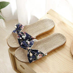 Fashion Woman Beach Floral Pattern Butterfly Knot Slippers Unique Flat Flip Flops Design For Women Outdoor Home Slippers Stevvex