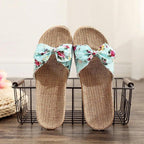 Fashion Woman Beach Floral Pattern Butterfly Knot Slippers Unique Flat Flip Flops Design For Women Outdoor Home Slippers Stevvex