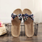 Fashion Woman Beach Floral Pattern Butterfly Knot Slippers Unique Flat Flip Flops Design For Women Outdoor Home Slippers Stevvex