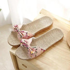 Fashion Woman Beach Floral Pattern Butterfly Knot Slippers Unique Flat Flip Flops Design For Women Outdoor Home Slippers Stevvex