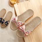 Fashion Woman Beach Floral Pattern Butterfly Knot Slippers Unique Flat Flip Flops Design For Women Outdoor Home Slippers Stevvex