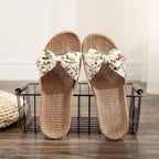 Fashion Woman Beach Floral Pattern Butterfly Knot Slippers Unique Flat Flip Flops Design For Women Outdoor Home Slippers Stevvex