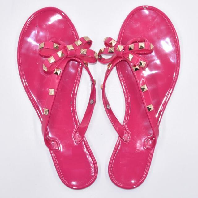 Fashion Woman Flip Flops Summer Shoes Cool Beach Flip Flops Bow Flat Sandals Bowknot Charming Shoes Sandals Flip Flops Thong Sandals With Bow Summer Flat Beach Party Shoes Stevvex
