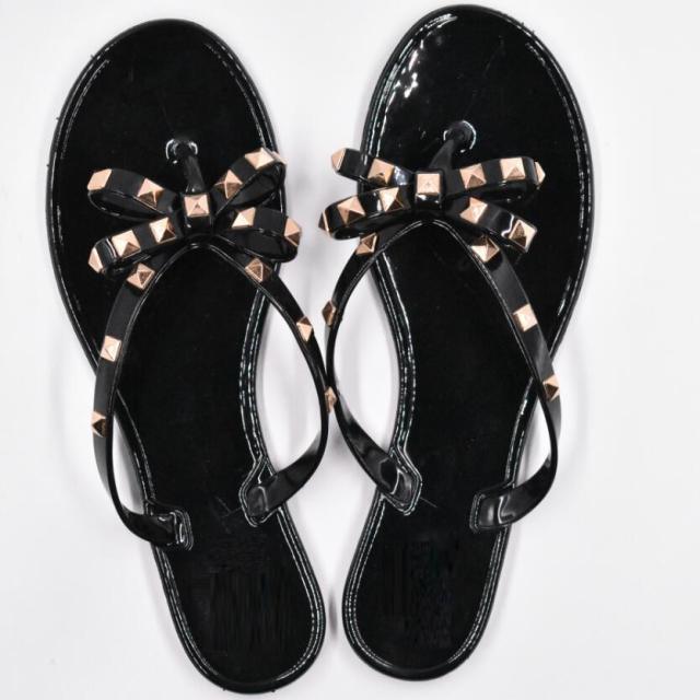 Fashion Woman Flip Flops Summer Shoes Cool Beach Flip Flops Bow Flat Sandals Bowknot Charming Shoes Sandals Flip Flops Thong Sandals With Bow Summer Flat Beach Party Shoes Stevvex