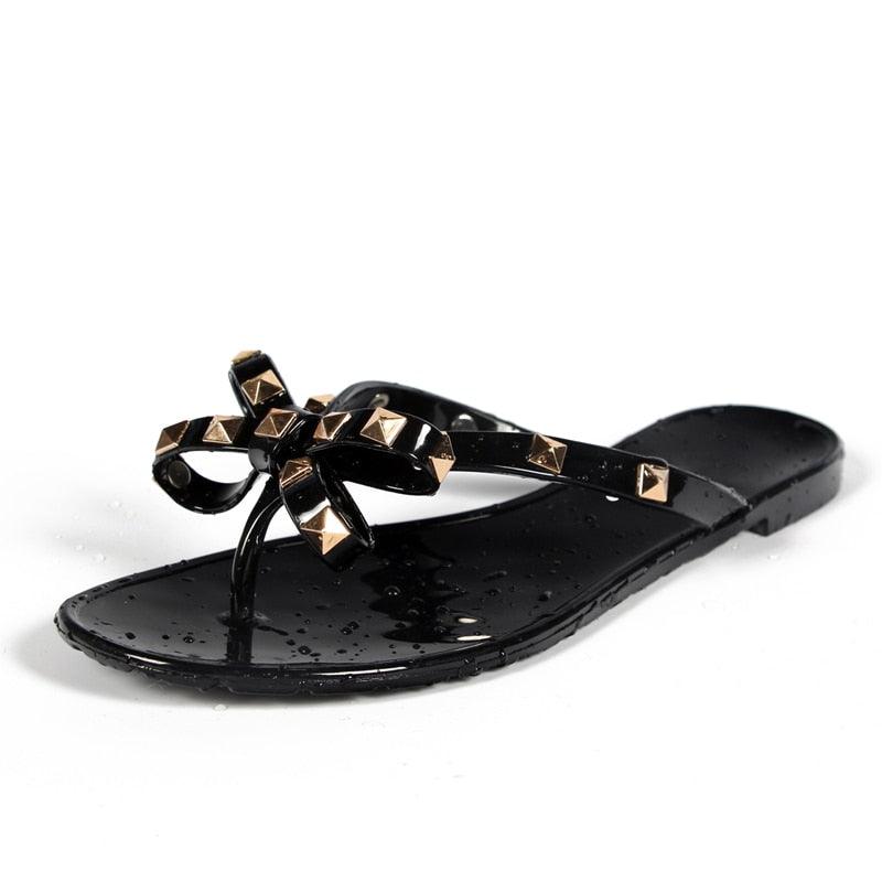 Fashion Woman Flip Flops Summer Shoes Cool Beach Flip Flops Bow Flat Sandals Bowknot Charming Shoes Sandals Flip Flops Thong Sandals With Bow Summer Flat Beach Party Shoes Stevvex