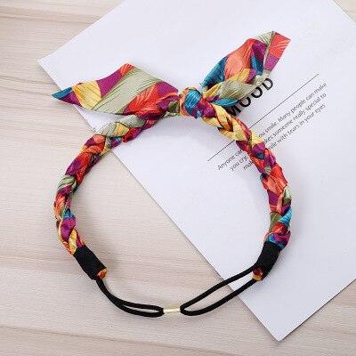 Fashion Women Chiffon Floral Bowknot Braid Headbands Ladies Girl Rabbit Ears Hairband Elastic Banana Leaf Beach Gorgeous Hair Accessories For Women Stevvex