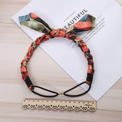 Fashion Women Chiffon Floral Bowknot Braid Headbands Ladies Girl Rabbit Ears Hairband Elastic Banana Leaf Beach Gorgeous Hair Accessories For Women Stevvex