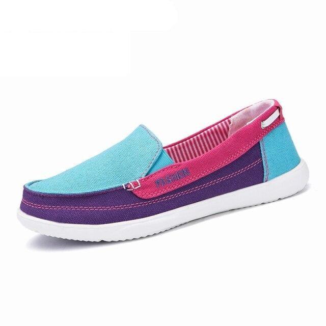 Fashion Women Flat Shoes New Espadrilles Casual Canvas Spring Summer Women Flat Mesh Running Casual Slip On Comfortable Walking Flats Shoes For Womens Stevvex