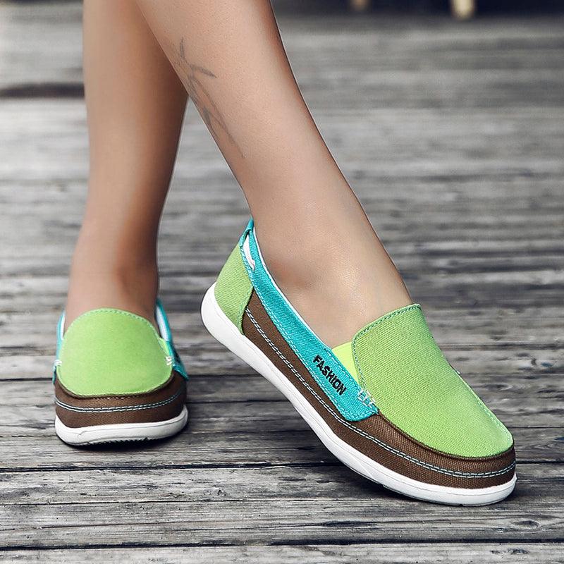 Fashion Women Flat Shoes New Espadrilles Casual Canvas Spring Summer Women Flat Mesh Running Casual Slip On Comfortable Walking Flats Shoes For Womens Stevvex