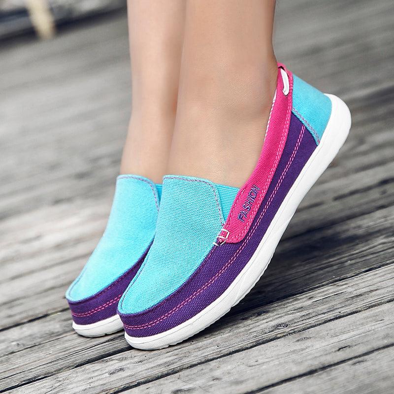 Fashion Women Flat Shoes New Espadrilles Casual Canvas Spring Summer Women Flat Mesh Running Casual Slip On Comfortable Walking Flats Shoes For Womens Stevvex