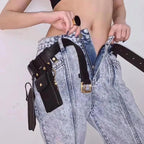 Fashion Women Leather Luxury Women Fanny Pack Black Retro Crossbody Shoulder Purse Wallet Party Bag For Women And Girl Stevvex