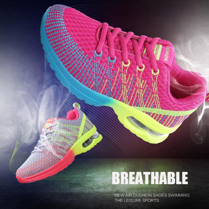 Fashion Women Lightweight Running Shoes Outdoor Sports Shoes Breathable Mesh Comfort Air Cushion Lace Up Sneakers Womans Athletic Sneakers Workout Running Shoes Stevvex
