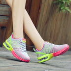 Fashion Women Lightweight Running Shoes Outdoor Sports Shoes Breathable Mesh Comfort Air Cushion Lace Up Sneakers Womans Athletic Sneakers Workout Running Shoes Stevvex