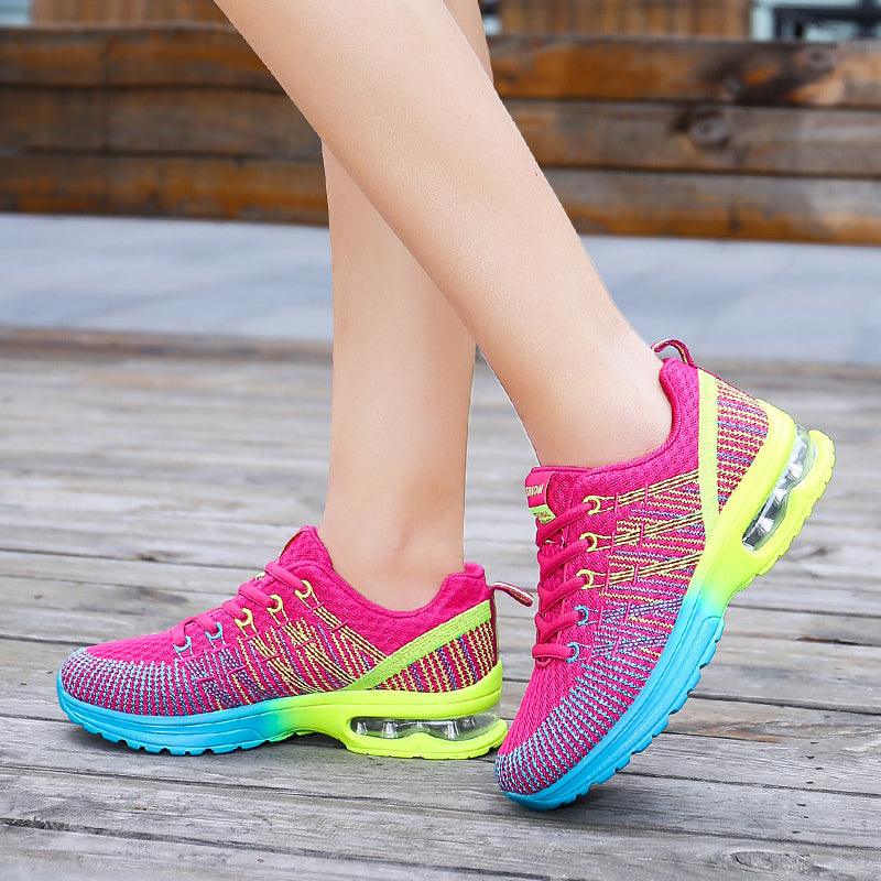 Fashion Women Lightweight Running Shoes Outdoor Sports Shoes Breathable Mesh Comfort Air Cushion Lace Up Sneakers Womans Athletic Sneakers Workout Running Shoes Stevvex