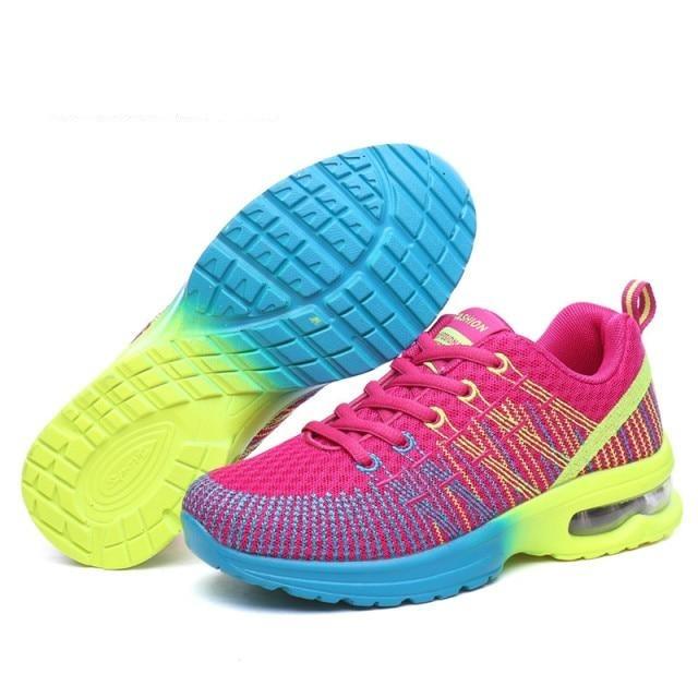 Fashion Women Lightweight Running Shoes Outdoor Sports Shoes Breathable Mesh Comfort Air Cushion Lace Up Sneakers Womans Athletic Sneakers Workout Running Shoes Stevvex