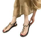Fashion Women Sandals Luxury Design Beach Sandals Platform Ladies Shoes Light Breathable Rhinestone Sandals Women's Flat Sandals Flip Flop Jeweled Sandals Stevvex