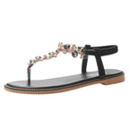Fashion Women Sandals Luxury Design Beach Sandals Platform Ladies Shoes Light Breathable Rhinestone Sandals Women's Flat Sandals Flip Flop Jeweled Sandals Stevvex