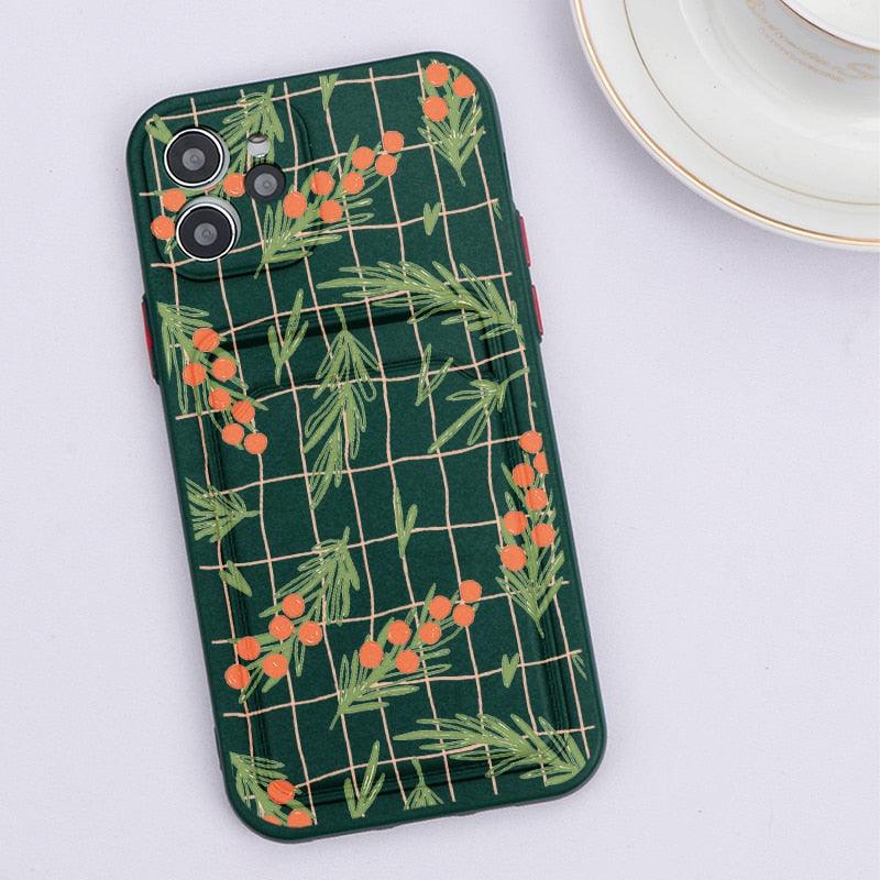 Fashionable Anti-Scratch Soft Lining Protective Case For iPhone Cases Card Holder Cute Flower Heart Phone Case For iPhone 12 13 Mini Pro Beautiful Design  Soft Iphone Case Stevvex