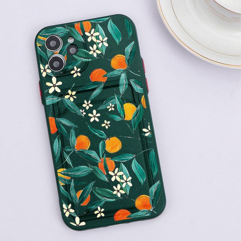 Fashionable Anti-Scratch Soft Lining Protective Case For iPhone Cases Card Holder Cute Flower Heart Phone Case For iPhone 12 13 Mini Pro Beautiful Design  Soft Iphone Case Stevvex