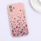 Fashionable Anti-Scratch Soft Lining Protective Case For iPhone Cases Card Holder Cute Flower Heart Phone Case For iPhone 12 13 Mini Pro Beautiful Design  Soft Iphone Case Stevvex