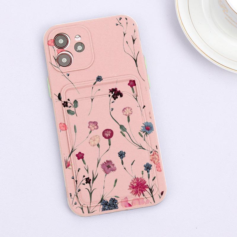 Fashionable Anti-Scratch Soft Lining Protective Case For iPhone Cases Card Holder Cute Flower Heart Phone Case For iPhone 12 13 Mini Pro Beautiful Design  Soft Iphone Case Stevvex